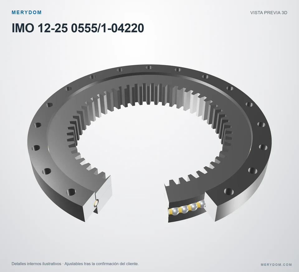 Vista previa del modelo 3D de la corona de giro de sustitución MERYDOM para IMO 12-25 0555/1-04220.