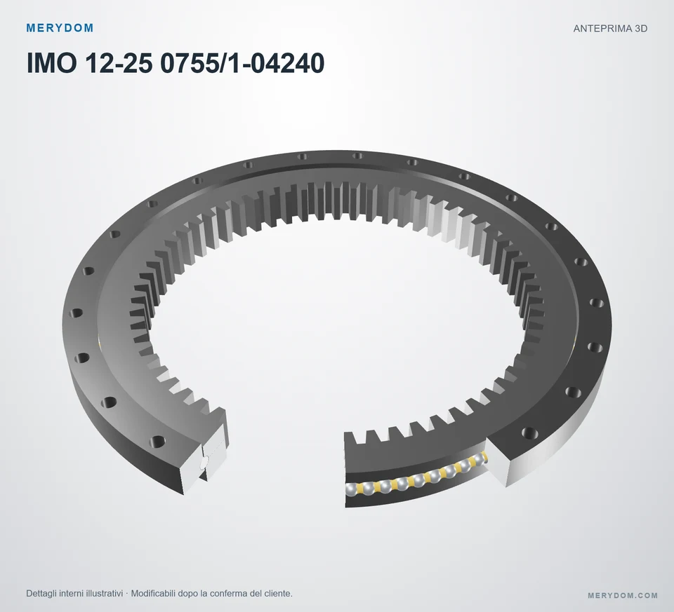 Anteprima del modello 3D del cuscinetto di rotazione sostitutivo MERYDOM per IMO 12-25 0755/1-04240.