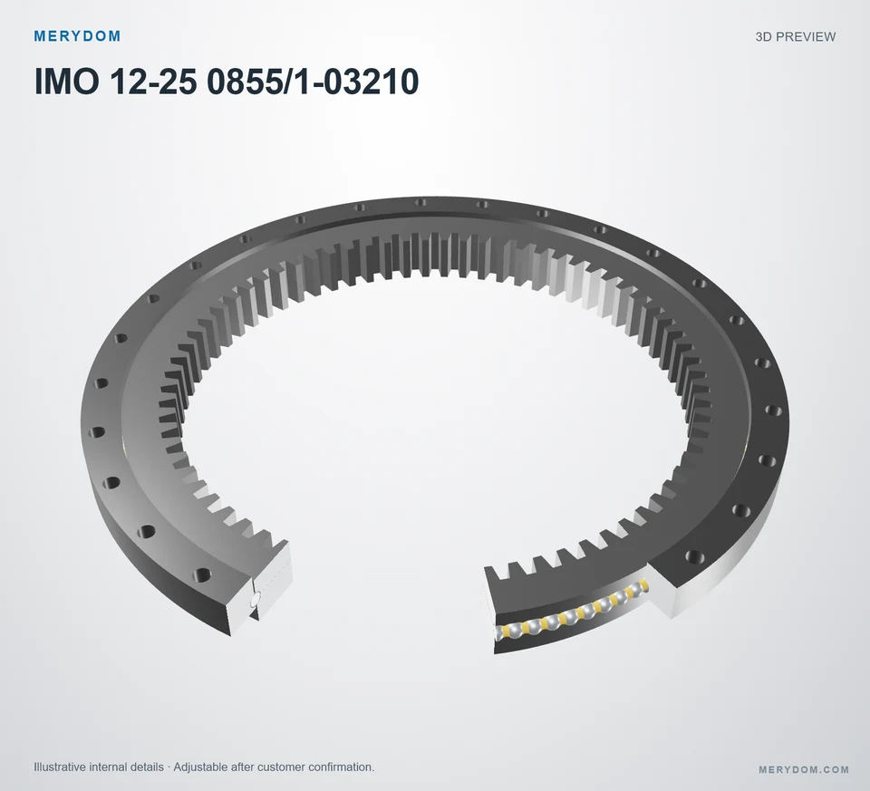 3D model preview of the MERYDOM replacement slewing bearing for IMO 12-25 0855/1-03210.