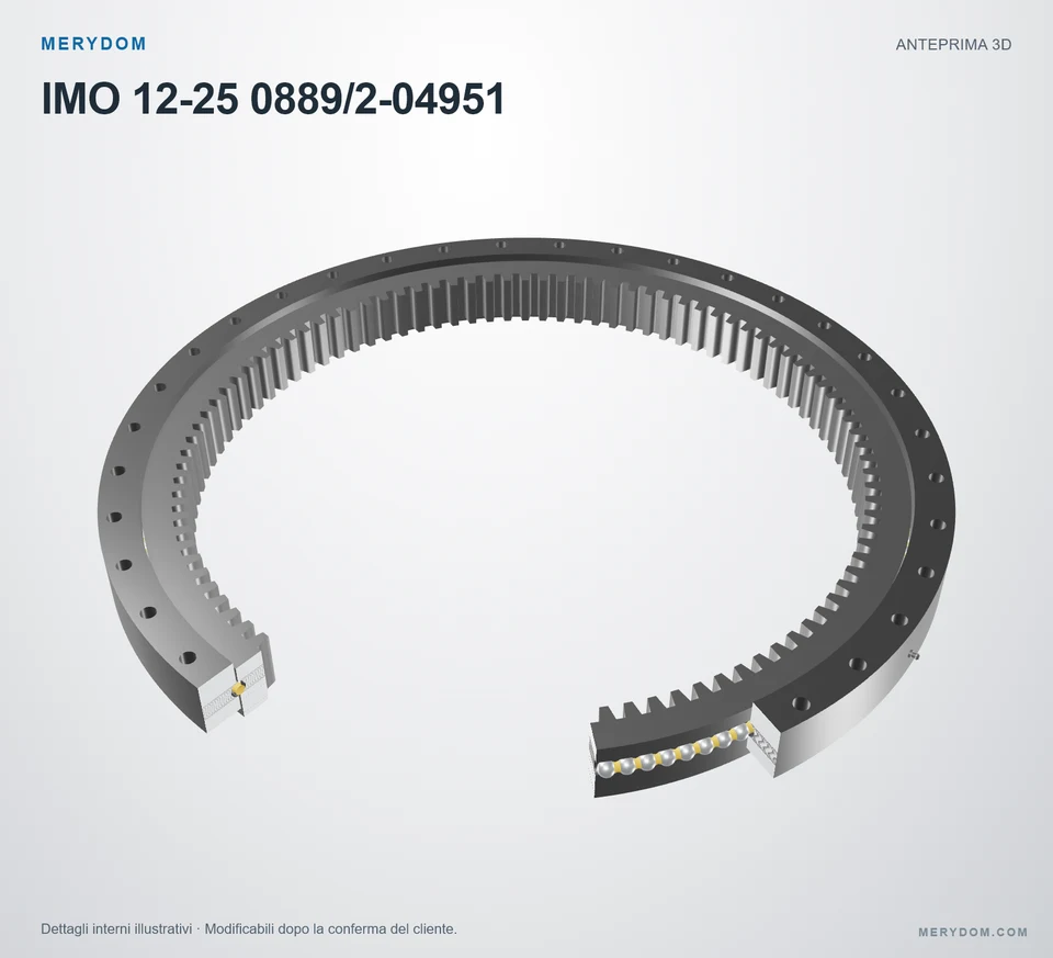 Anteprima del modello 3D del cuscinetto di rotazione sostitutivo MERYDOM per IMO 12-25 0889/2-04951.