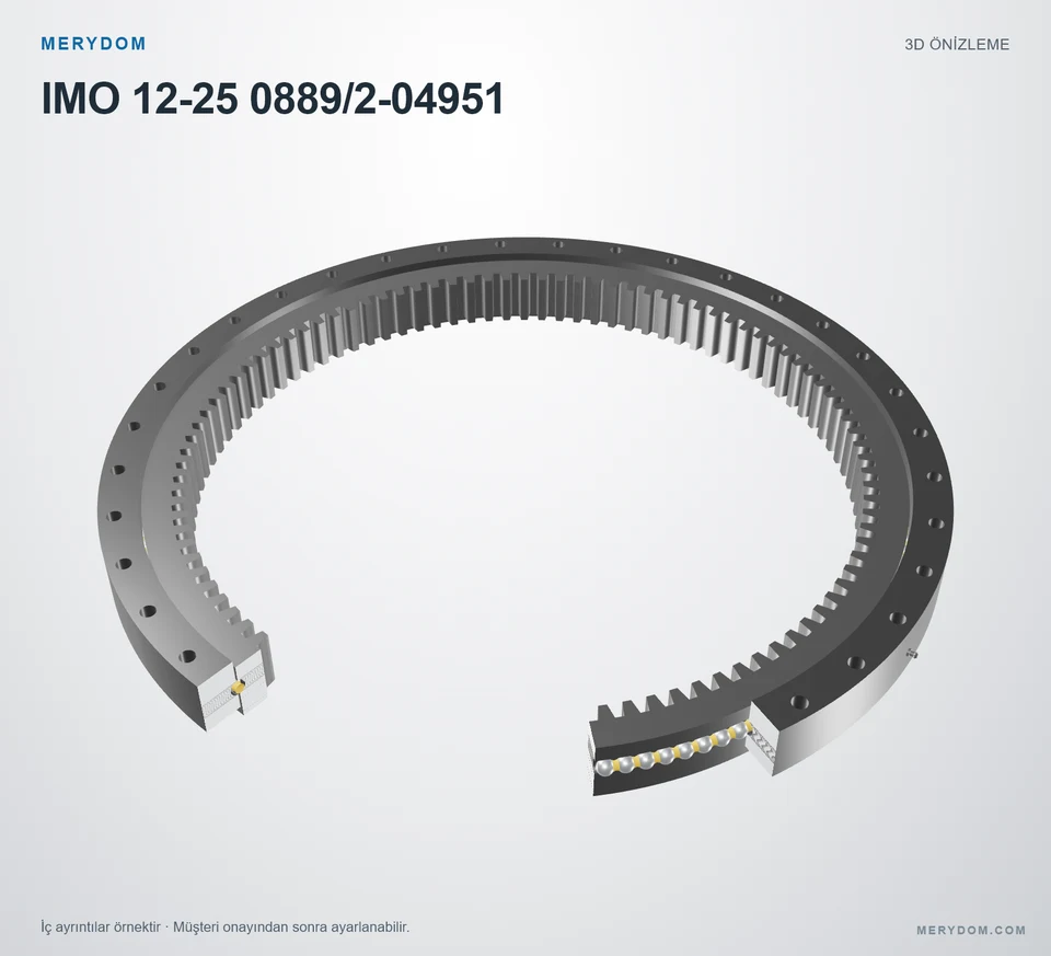 IMO 12-25 0889/2-04951 için MERYDOM muadil döner tabla rulmanının 3D model önizlemesi.