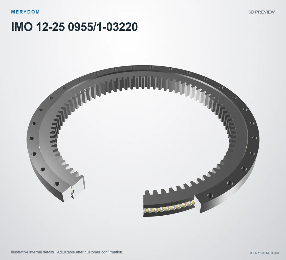 3D model preview of the MERYDOM replacement slewing bearing for IMO 12-25 0955/1-03220.