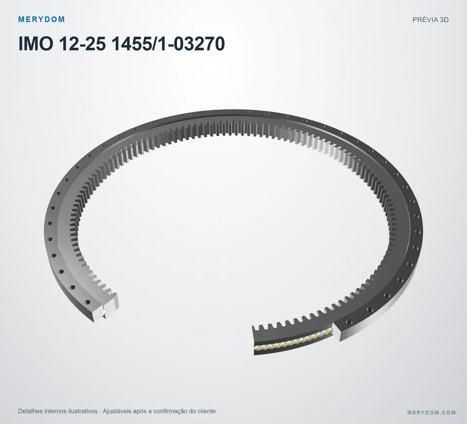 Prévia do modelo 3D do rolamento de giro de substituição MERYDOM para IMO 12-25 1455/1-03270.