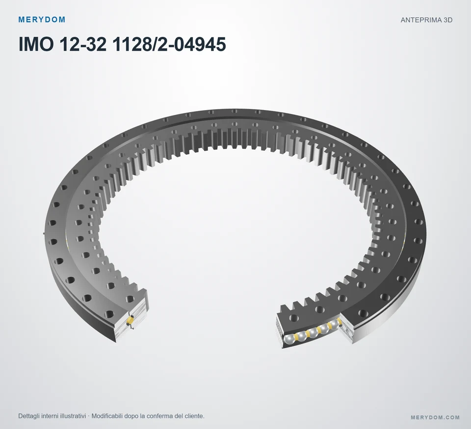 Anteprima del modello 3D del cuscinetto di rotazione sostitutivo MERYDOM per IMO 12-32 1128/2-04945.