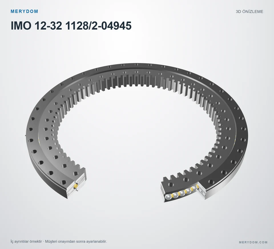 IMO 12-32 1128/2-04945 için MERYDOM muadil döner tabla rulmanının 3D model önizlemesi.