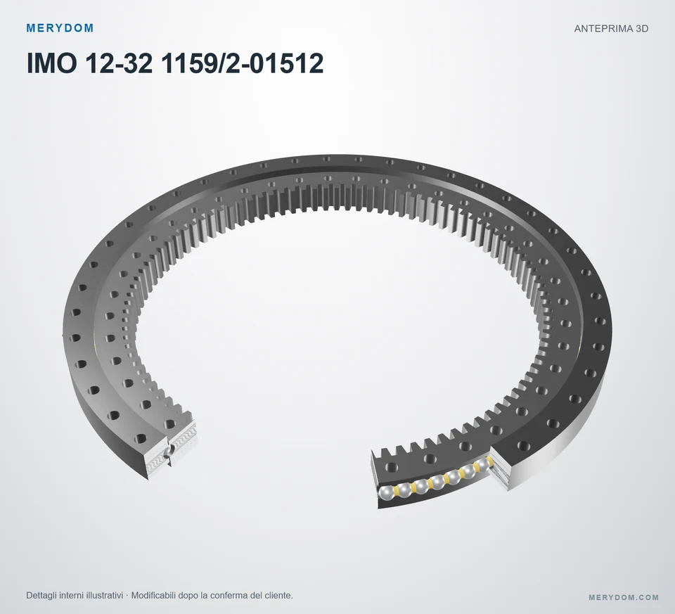 Anteprima del modello 3D del cuscinetto di rotazione sostitutivo MERYDOM per IMO 12-32 1159/2-01512.