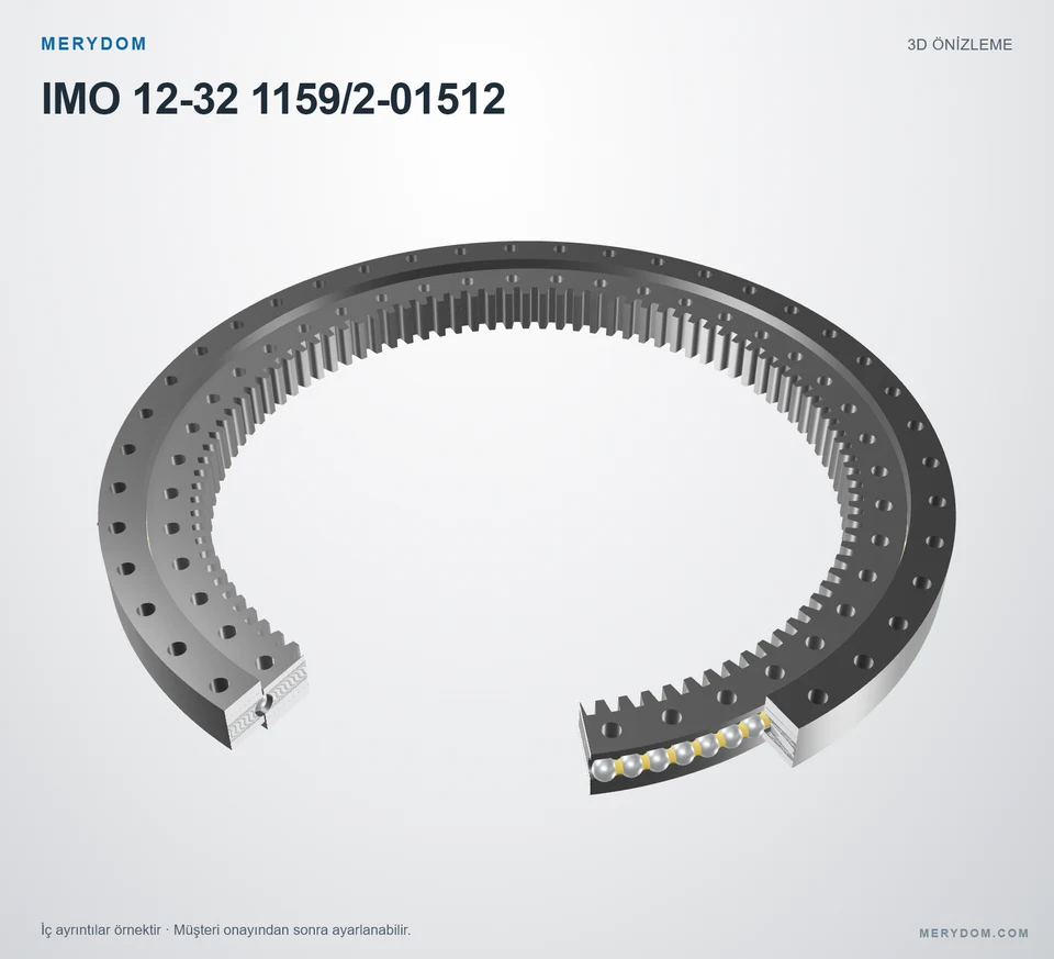 IMO 12-32 1159/2-01512 için MERYDOM muadil döner tabla rulmanının 3D model önizlemesi.