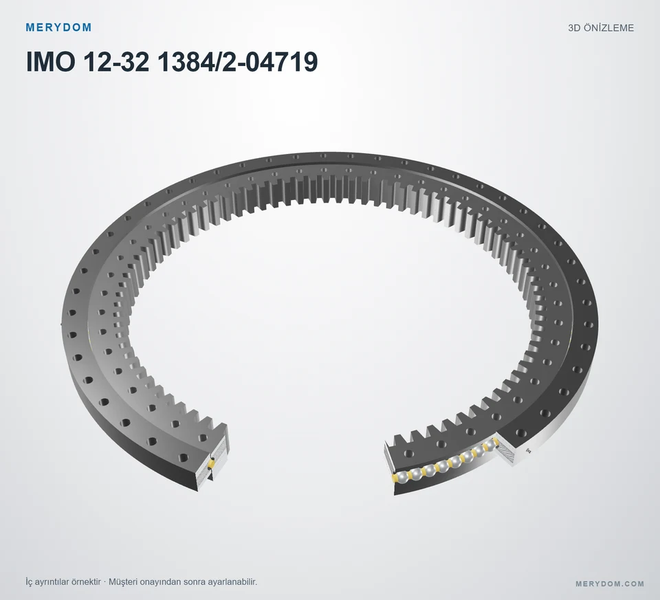 IMO 12-32 1384/2-04719 için MERYDOM muadil döner tabla rulmanının 3D model önizlemesi.