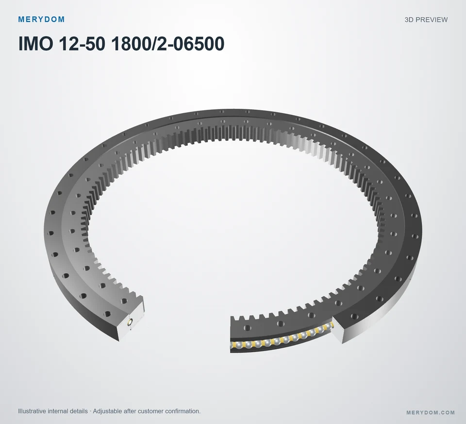 3D model preview of the MERYDOM replacement slewing bearing for IMO 12-50 1800/2-06500.