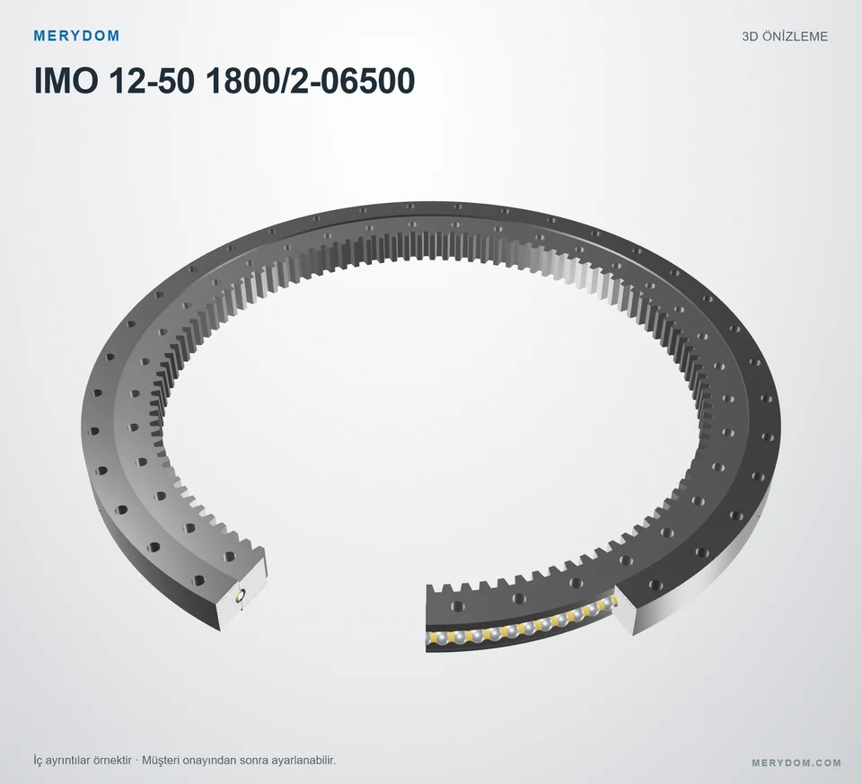 IMO 12-50 1800/2-06500 için MERYDOM muadil döner tabla rulmanının 3D model önizlemesi.