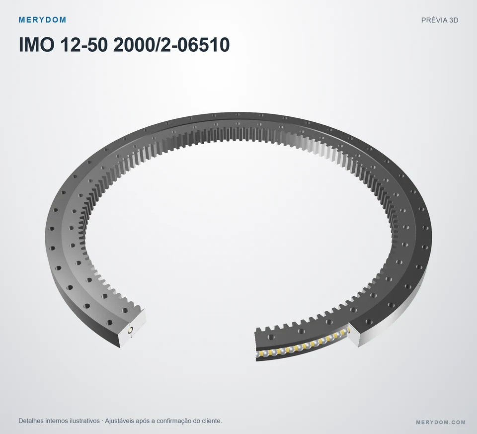 Prévia do modelo 3D do rolamento de giro de substituição MERYDOM para IMO 12-50 2000/2-06510.