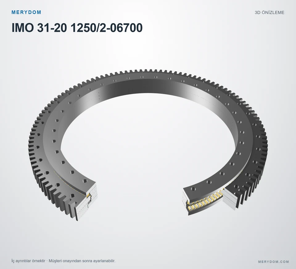 IMO 31-20 1250/2-06700 için MERYDOM muadil döner tabla rulmanının 3D model önizlemesi.
