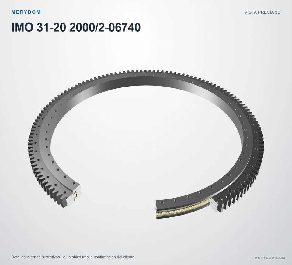 Vista previa del modelo 3D de la corona de giro de sustitución MERYDOM para IMO 31-20 2000/2-06740.