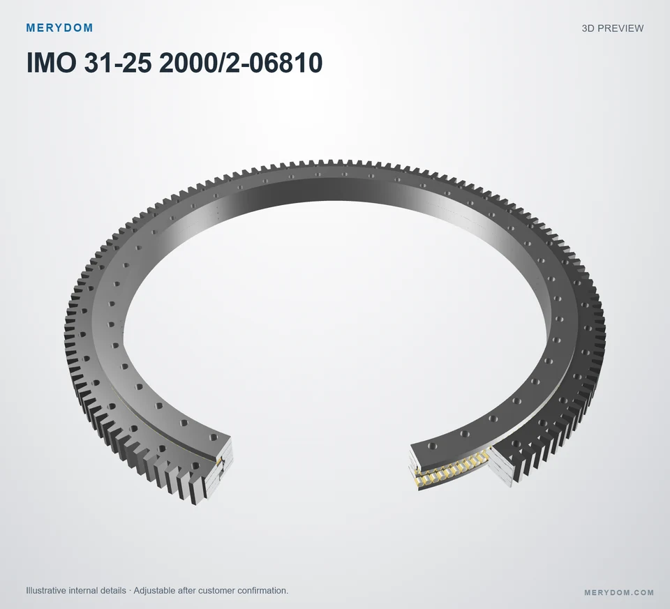 3D model preview of the MERYDOM replacement slewing bearing for IMO 31-25 2000/2-06810.