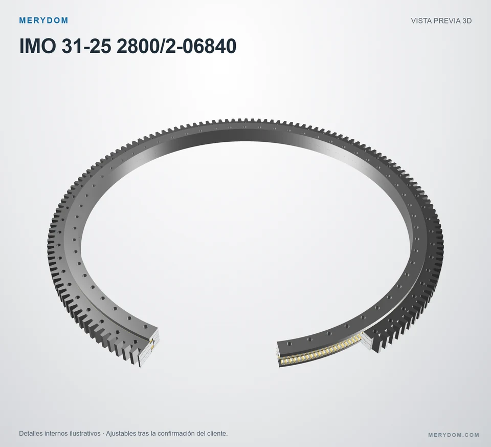 Vista previa del modelo 3D de la corona de giro de sustitución MERYDOM para IMO 31-25 2800/2-06840.