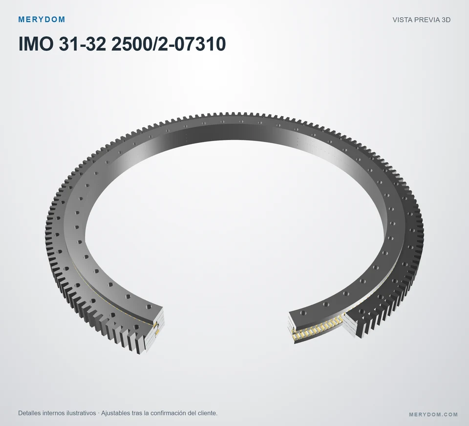 Vista previa del modelo 3D de la corona de giro de sustitución MERYDOM para IMO 31-32 2500/2-07310.