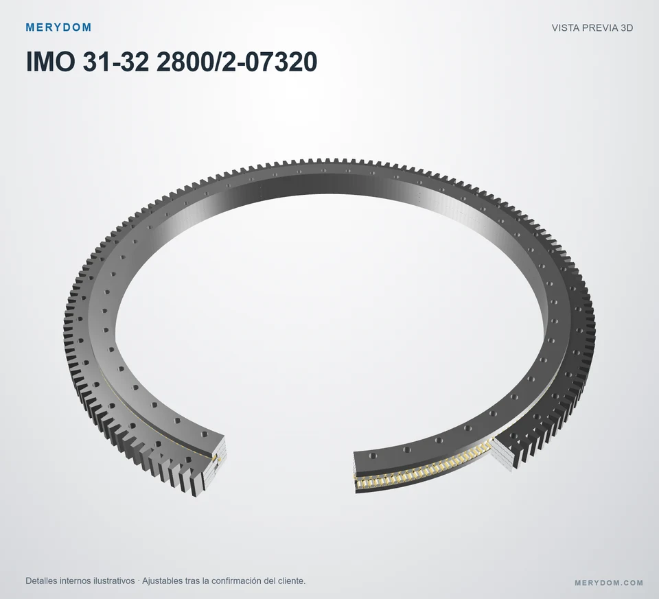 Vista previa del modelo 3D de la corona de giro de sustitución MERYDOM para IMO 31-32 2800/2-07320.