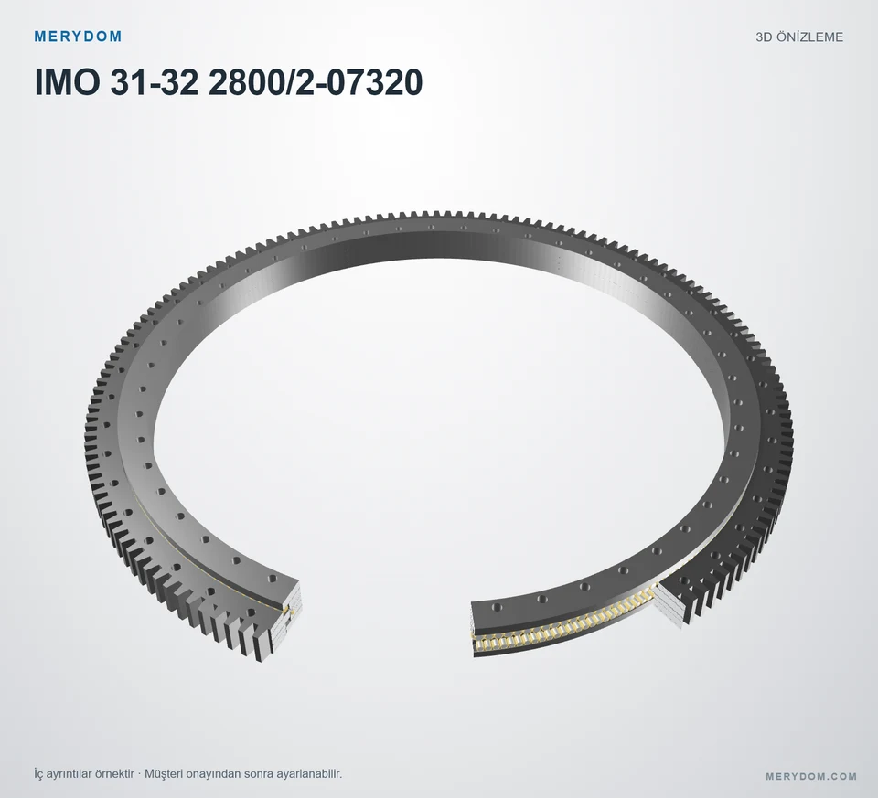IMO 31-32 2800/2-07320 için MERYDOM muadil döner tabla rulmanının 3D model önizlemesi.