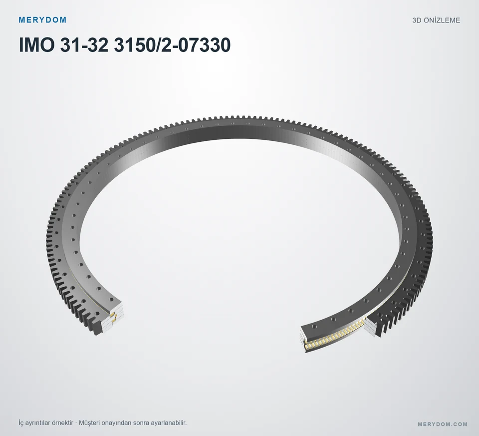 IMO 31-32 3150/2-07330 için MERYDOM muadil döner tabla rulmanının 3D model önizlemesi.
