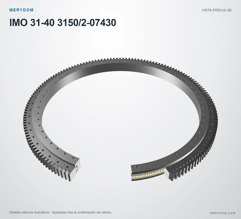 Vista previa del modelo 3D de la corona de giro de sustitución MERYDOM para IMO 31-40 3150/2-07430.