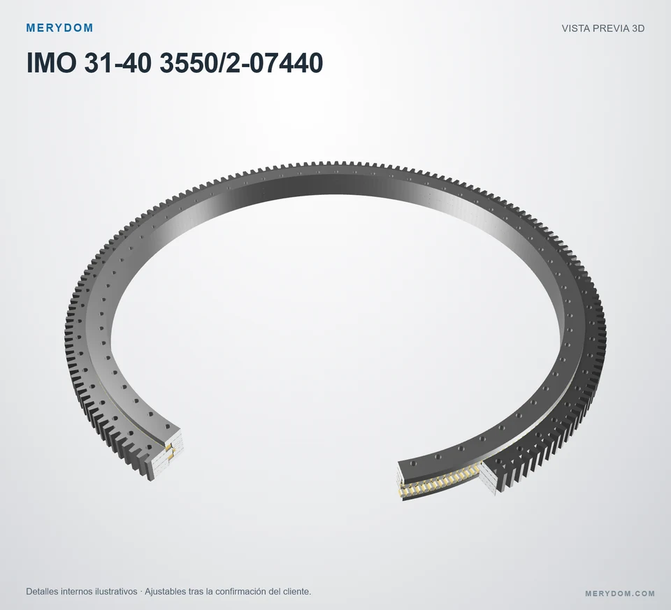 Vista previa del modelo 3D de la corona de giro de sustitución MERYDOM para IMO 31-40 3550/2-07440.