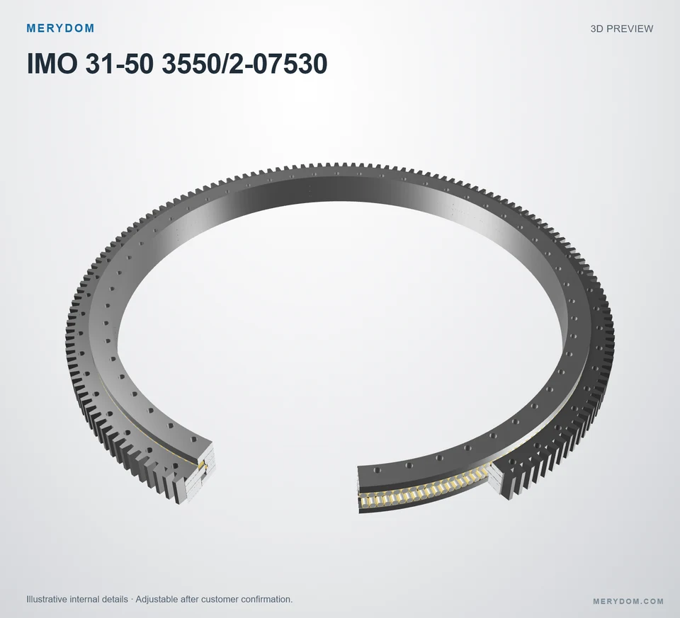 3D model preview of the MERYDOM replacement slewing bearing for IMO 31-50 3550/2-07530.