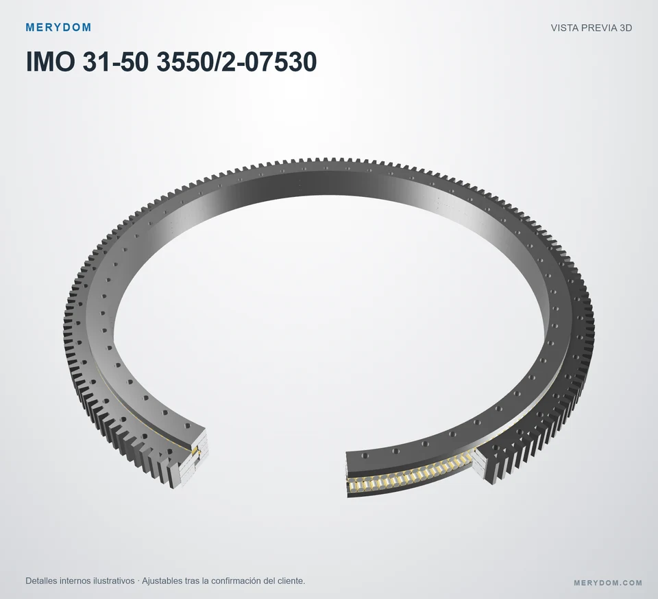 Vista previa del modelo 3D de la corona de giro de sustitución MERYDOM para IMO 31-50 3550/2-07530.