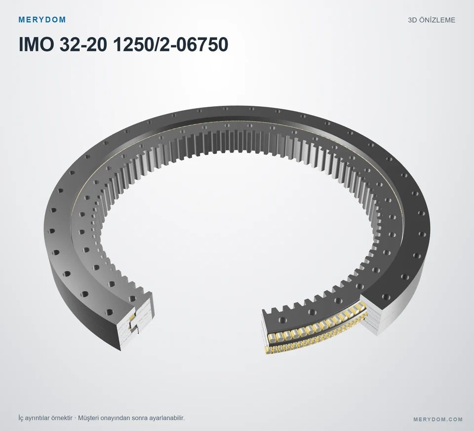 IMO 32-20 1250/2-06750 için MERYDOM muadil döner tabla rulmanının 3D model önizlemesi.