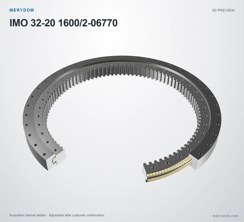 3D model preview of the MERYDOM replacement slewing bearing for IMO 32-20 1600/2-06770.