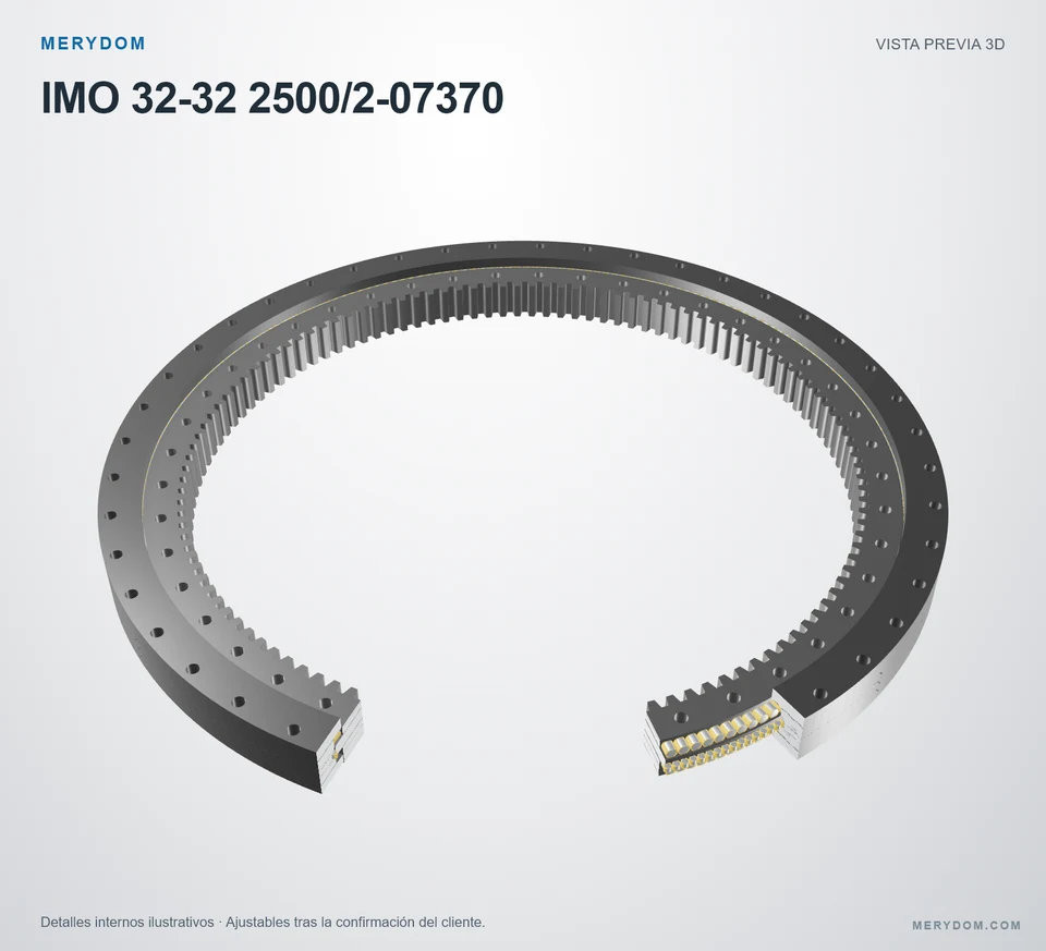 Vista previa del modelo 3D de la corona de giro de sustitución MERYDOM para IMO 32-32 2500/2-07370.
