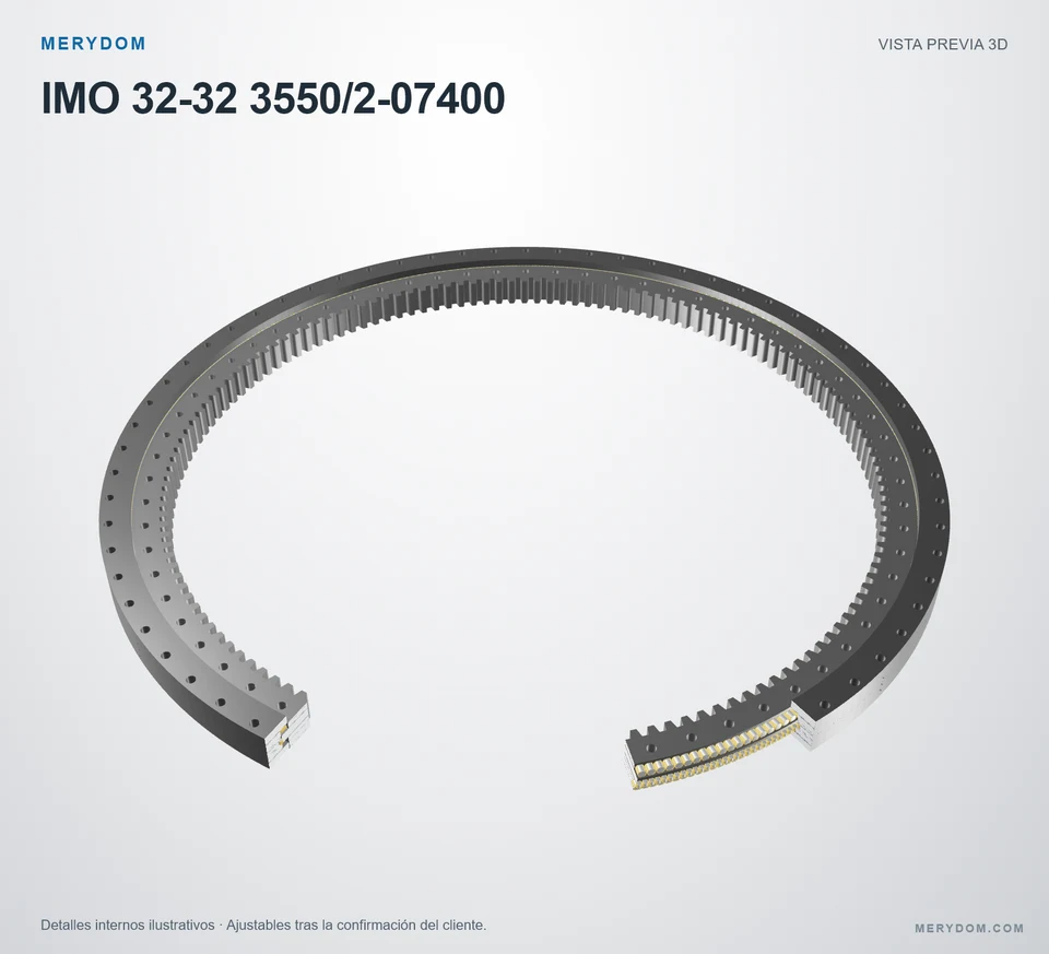 Vista previa del modelo 3D de la corona de giro de sustitución MERYDOM para IMO 32-32 3550/2-07400.