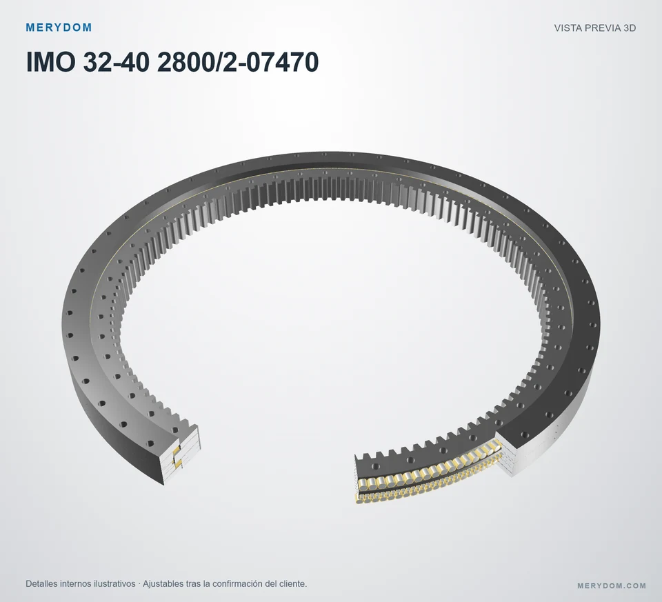 Vista previa del modelo 3D de la corona de giro de sustitución MERYDOM para IMO 32-40 2800/2-07470.