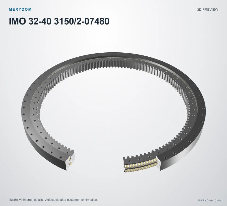 3D model preview of the MERYDOM replacement slewing bearing for IMO 32-40 3150/2-07480.