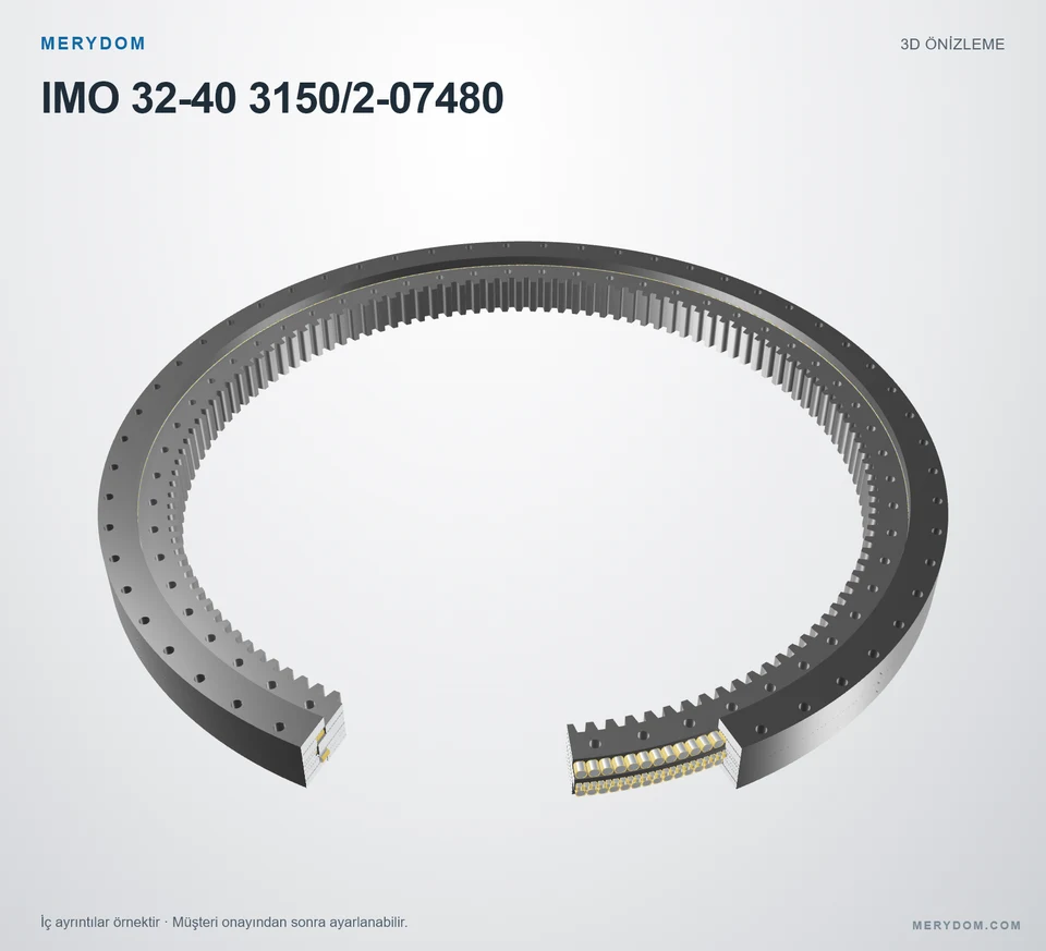 IMO 32-40 3150/2-07480 için MERYDOM muadil döner tabla rulmanının 3D model önizlemesi.