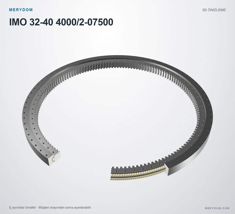 IMO 32-40 4000/2-07500 için MERYDOM muadil döner tabla rulmanının 3D model önizlemesi.