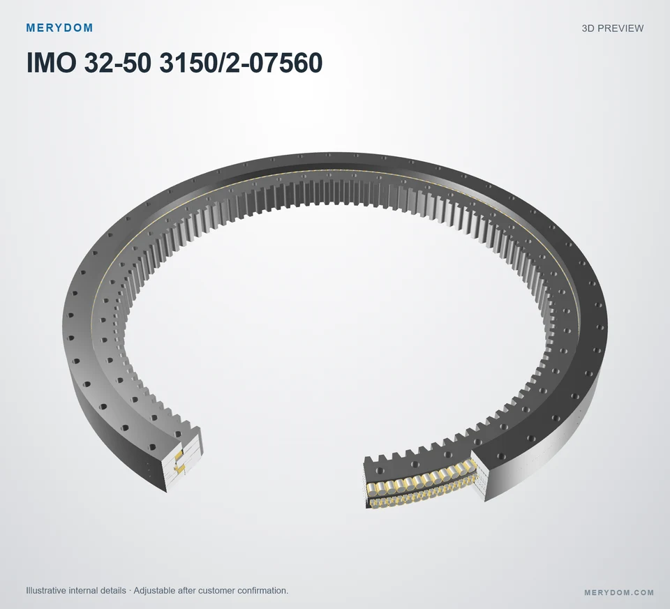 3D model preview of the MERYDOM replacement slewing bearing for IMO 32-50 3150/2-07560.