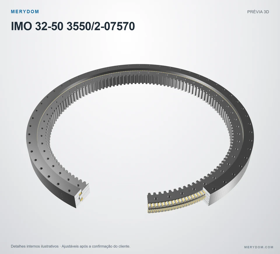 Prévia do modelo 3D do rolamento de giro de substituição MERYDOM para IMO 32-50 3550/2-07570.