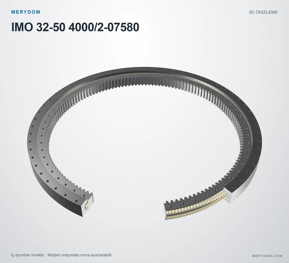IMO 32-50 4000/2-07580 için MERYDOM muadil döner tabla rulmanının 3D model önizlemesi.