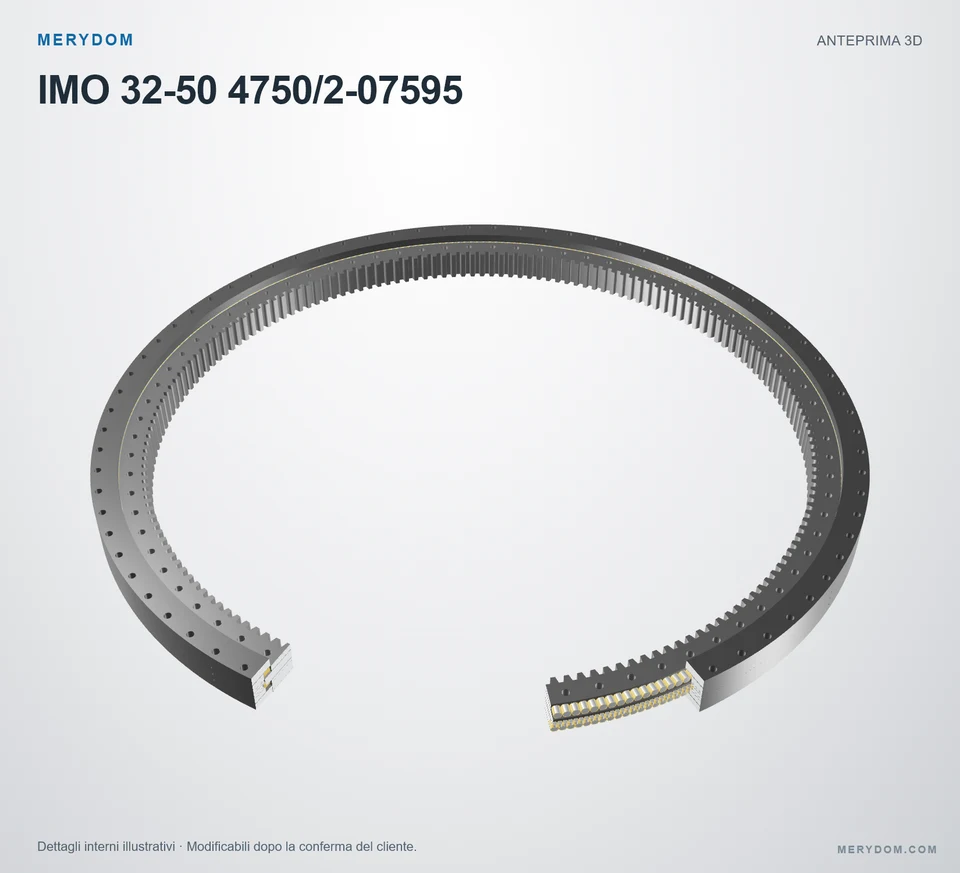 Anteprima del modello 3D del cuscinetto di rotazione sostitutivo MERYDOM per IMO 32-50 4750/2-07595.