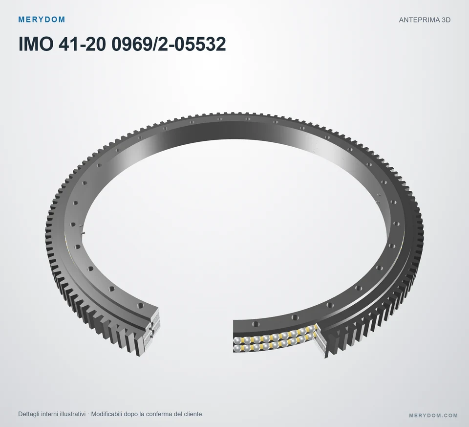 Anteprima del modello 3D del cuscinetto di rotazione sostitutivo MERYDOM per IMO 41-20 0969/2-05532.
