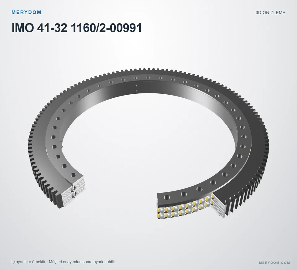 IMO 41-32 1160/2-00991 için MERYDOM muadil döner tabla rulmanının 3D model önizlemesi.