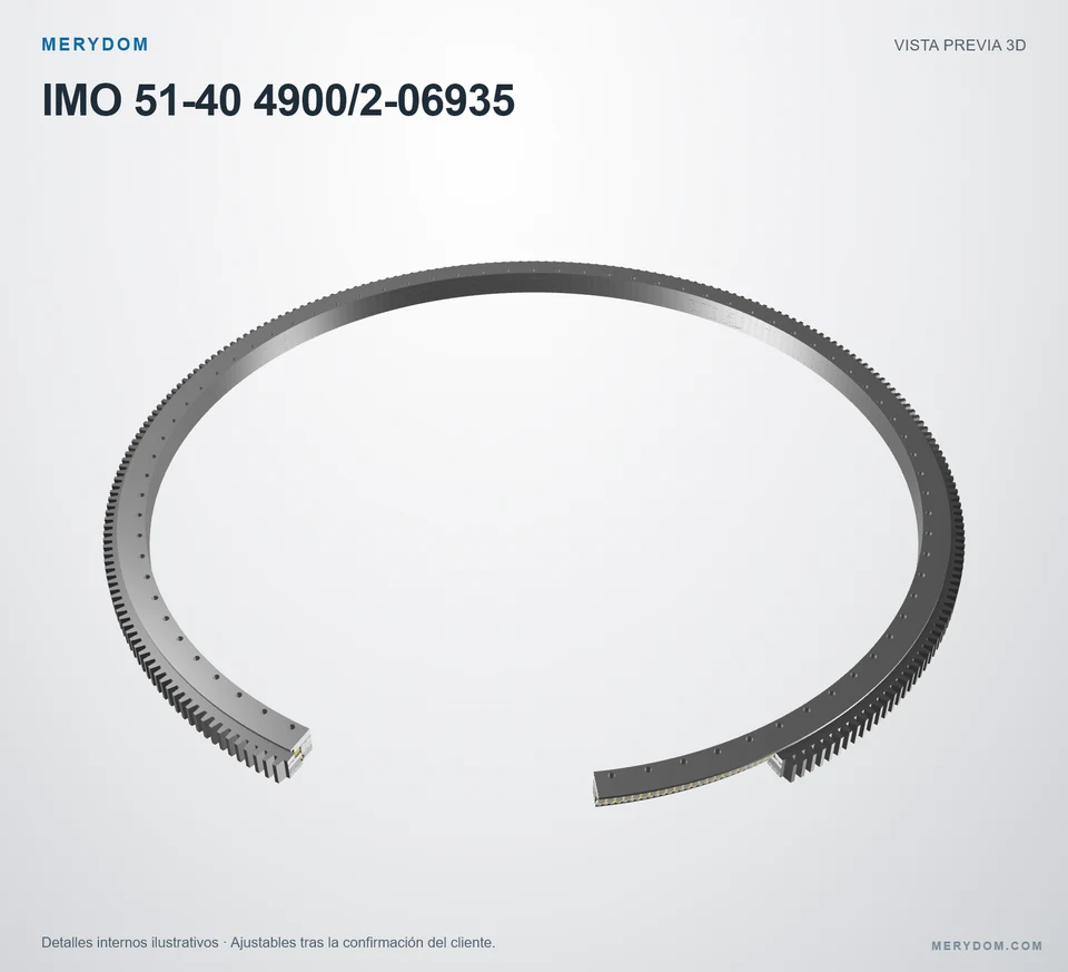 Vista previa del modelo 3D de la corona de giro de sustitución MERYDOM para IMO 51-40 4900/2-06935.