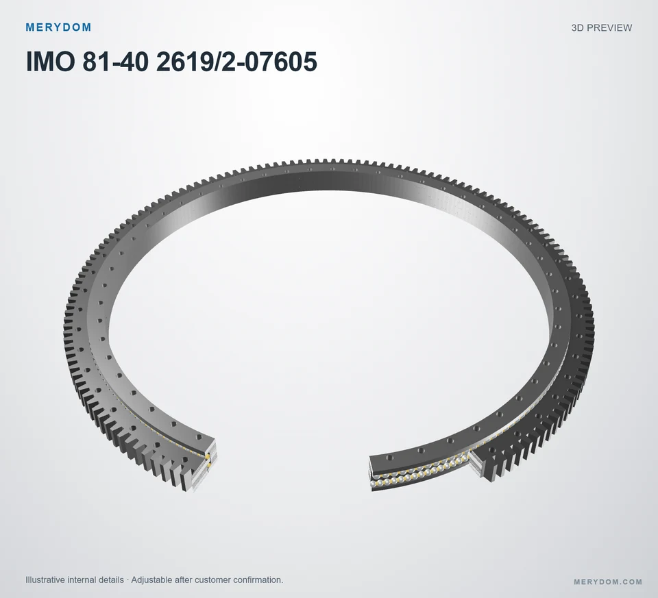 3D model preview of the MERYDOM replacement slewing bearing for IMO 81-40 2619/2-07605.