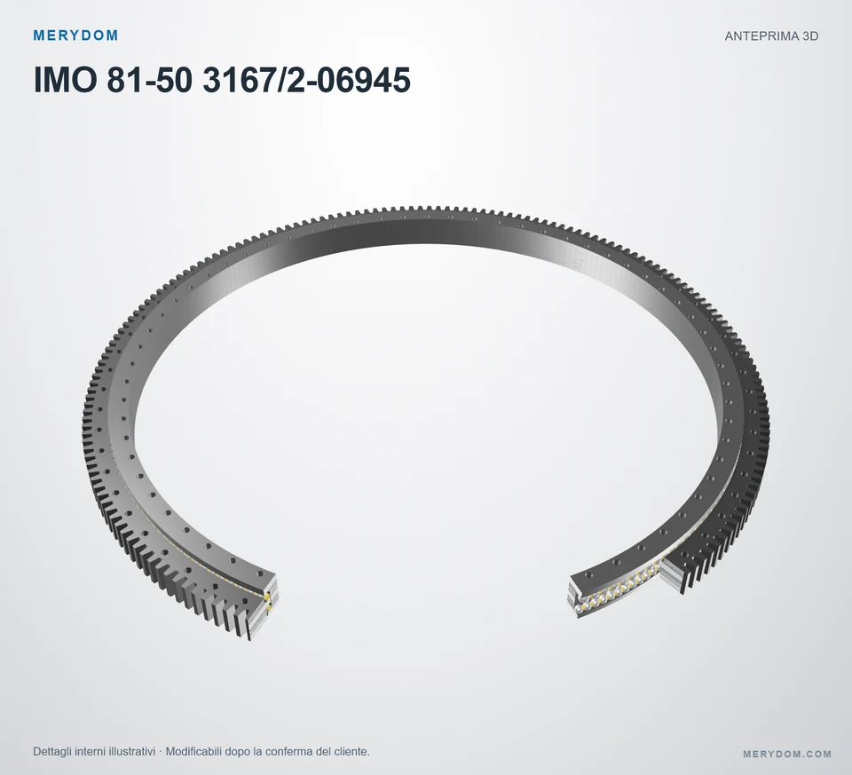 Anteprima del modello 3D del cuscinetto di rotazione sostitutivo MERYDOM per IMO 81-50 3167/2-06945.