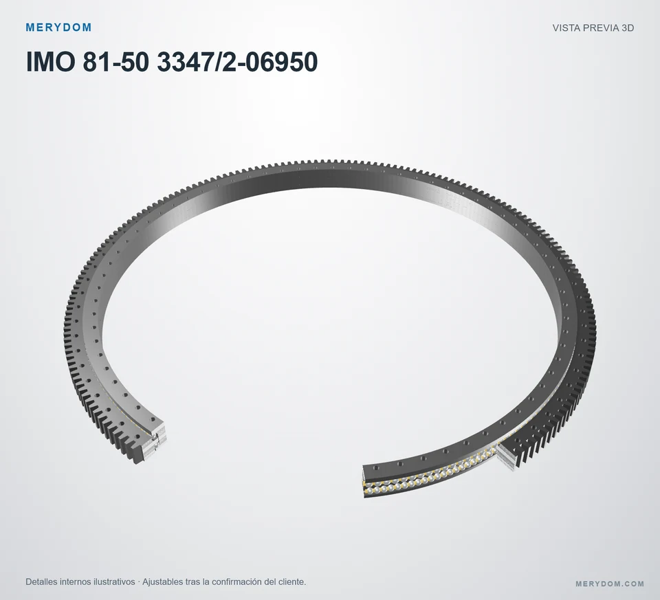 Vista previa del modelo 3D de la corona de giro de sustitución MERYDOM para IMO 81-50 3347/2-06950.