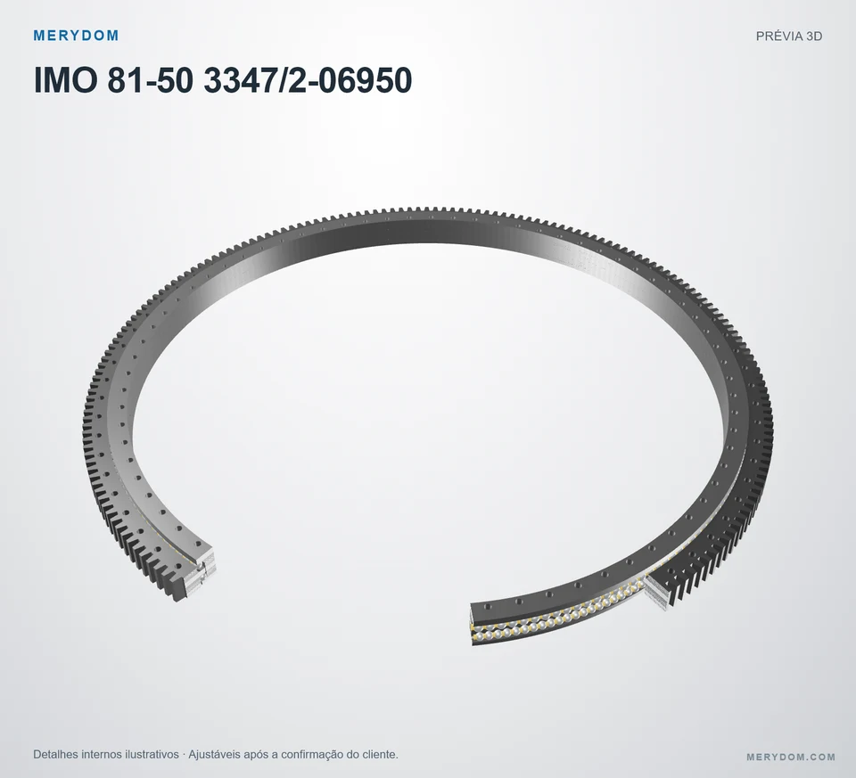 Prévia do modelo 3D do rolamento de giro de substituição MERYDOM para IMO 81-50 3347/2-06950.