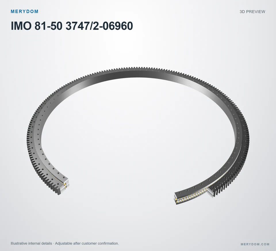 3D model preview of the MERYDOM replacement slewing bearing for IMO 81-50 3747/2-06960.