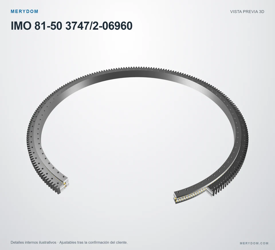 Vista previa del modelo 3D de la corona de giro de sustitución MERYDOM para IMO 81-50 3747/2-06960.