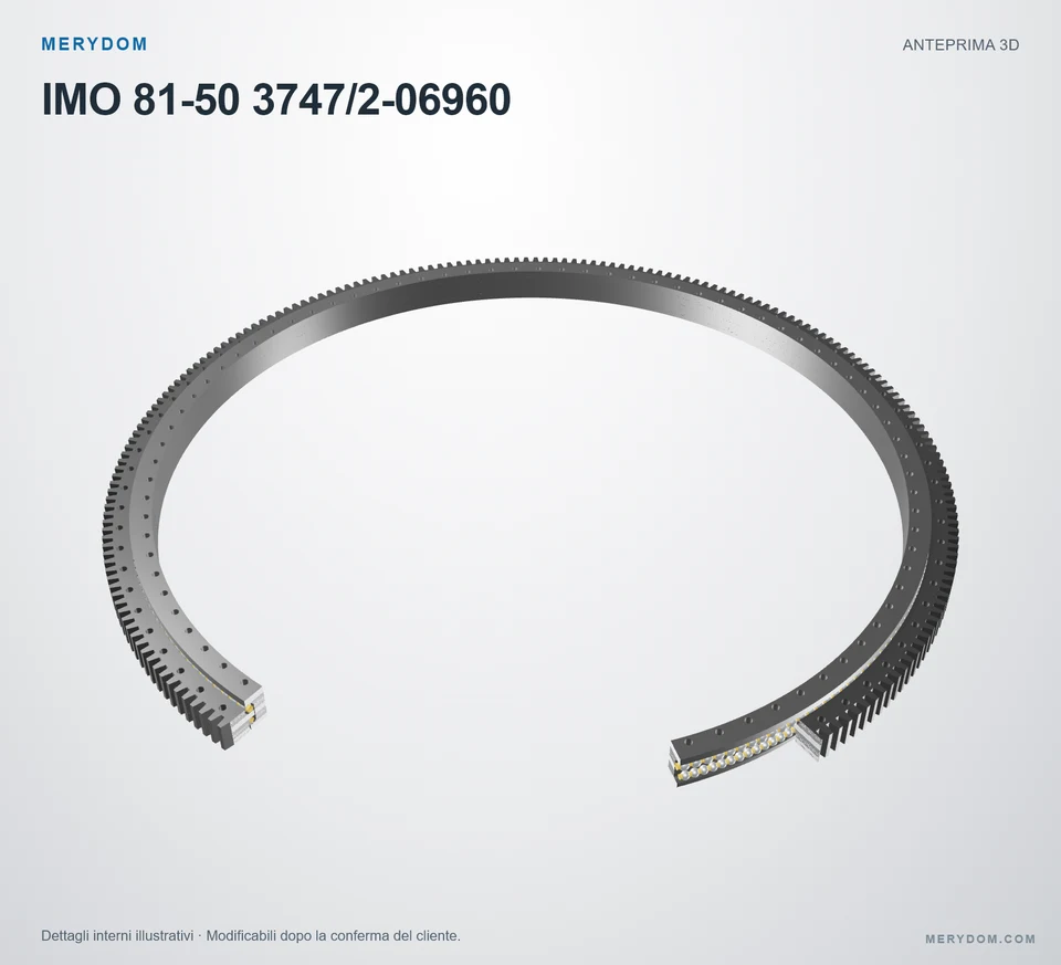 Anteprima del modello 3D del cuscinetto di rotazione sostitutivo MERYDOM per IMO 81-50 3747/2-06960.