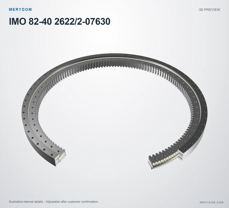 3D model preview of the MERYDOM replacement slewing bearing for IMO 82-40 2622/2-07630.
